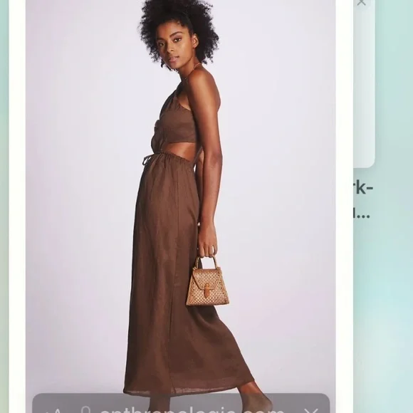 100% Linen Anthropologie NWT Faithfull Halter Cutout Linen MIDI Dress 10. - Picture 4 of 13